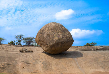 ancient Balancing Ball in Mahabalipuramの写真素材