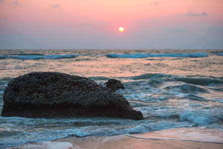 Seascape   at sunset of the coast of Varkala. India, Kerala