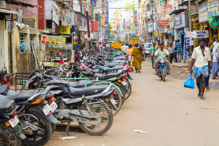 MADURAI, INDIA - FEBRUARY 15: Indian city street full of an unidentified people which  visit every day. India, Tamil Nadu, Madurai. February 15, 2013のeditorial素材