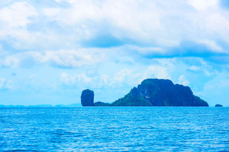 beautiful blue sea and clouds on sky with islands, panorama, travel background, Phuket, Thailandの写真素材