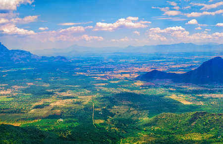 beautiful landscape with green tea plantations, Munnar, Kerala, India travel backgroundの写真素材