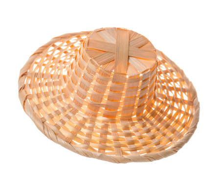 Straw hat isolated on white background, close upの写真素材