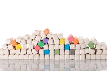 pile of colorful chalks, back to school conceptの写真素材