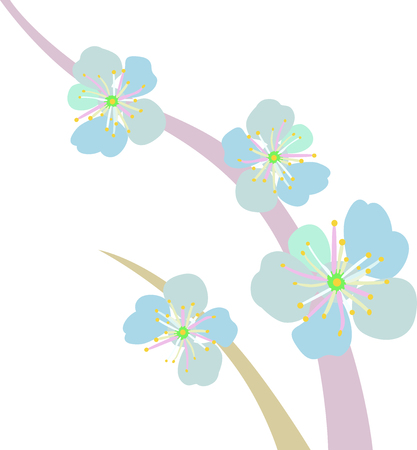 Figure branches of a young tree . The growth of new leaves on a tree branch in the spring.のイラスト素材