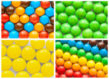 colorful collage of various candies and sweets