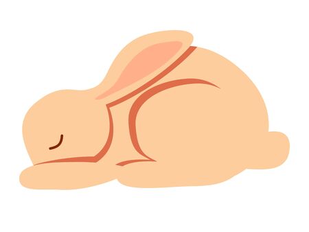 Cute little hare sleeping. Simple cartoon character isolated on white background. Flat vetor illustration.のイラスト素材