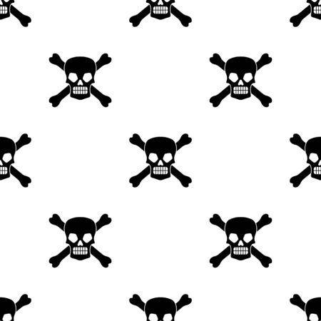 Wicked skull and crossbones square seamless pattern on white background. Vector illustration.のイラスト素材