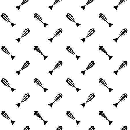 Fish bones seamless pattern on white background. Flat vector illustration.のイラスト素材