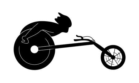 Disabled sportsman on a wheelchair. Racing concept. Vector illustration.のイラスト素材