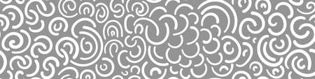 Horizontal border with abstract white elements on gray background. Seamless pattern. Vector illustration.のイラスト素材