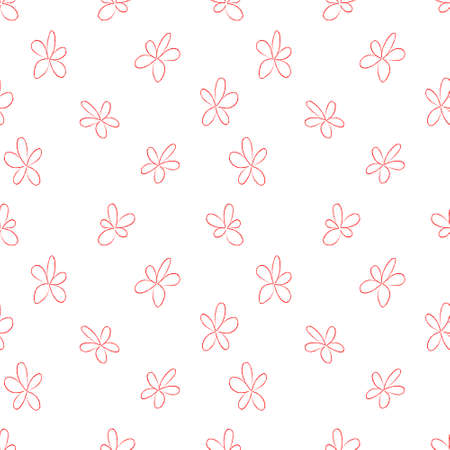 Seamless pattern with red grunge flowers on white background. Vector illustration.のイラスト素材