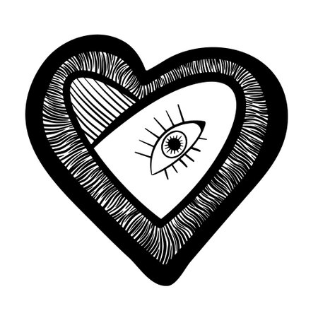 Creative hand drawn heart shape isolated on white background. Vector illustration.のイラスト素材