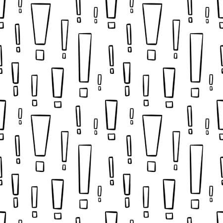 Exclamation mark seamless pattern. Hand drawn doodle background. Vector illustration.のイラスト素材