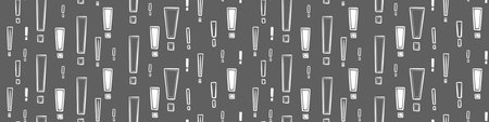 Exclamation mark seamless pattern. Hand drawn doodle horizontal border. Vector illustration.