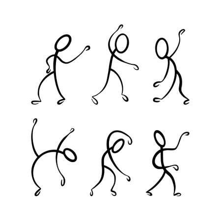 Stick figures collection. Hand drawn doodle people isolated on white background. Vector illustration.のイラスト素材