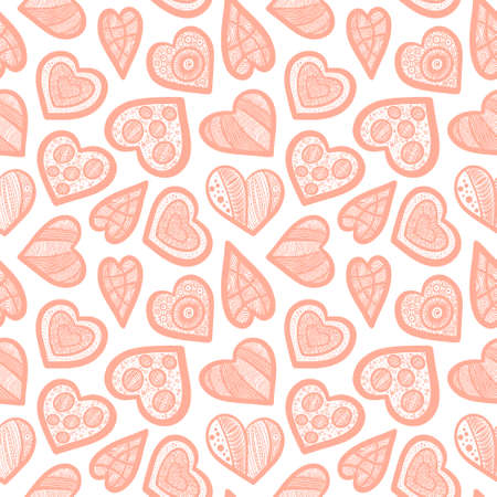 Hand drawn hearts seamless pattern. Valentine day background. Vector illustration.のイラスト素材
