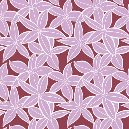 Floral seamless pattern. Hand drawn flowers on pink background. Vector illustration.のイラスト素材