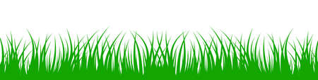 Green grass silhouette on white background. Vector illustration.のイラスト素材