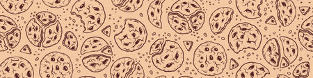 Seamless pattern with sweet cookies. Hand drawn bakery background. Vector illustration.のイラスト素材