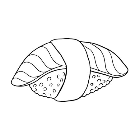 Sushi hand drawn isolated on white background. Vector illustration.のイラスト素材