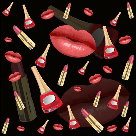 Lips seamless patternのイラスト素材