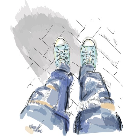 Legs in gumshoes  のイラスト素材