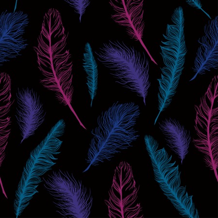 Set of seamless pattern vector feathers. のイラスト素材