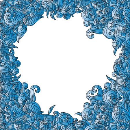 Abstract hand-drawn curly wave patternのイラスト素材