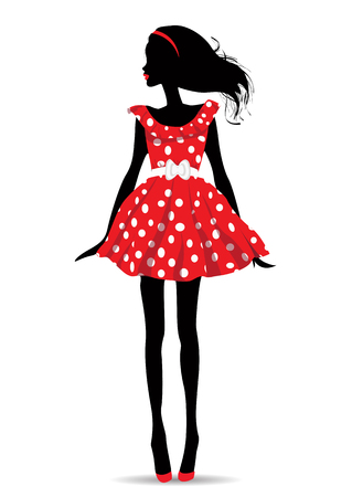 fashion girl in silhouette style on white backgroundのイラスト素材