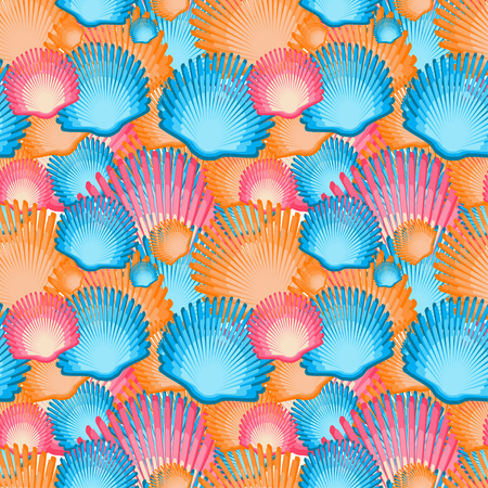 Sea scallop seashell seamless pattern   のイラスト素材