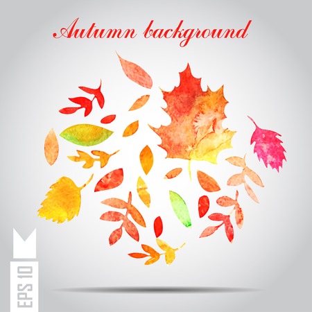 Autumnal falling leaves background. のイラスト素材