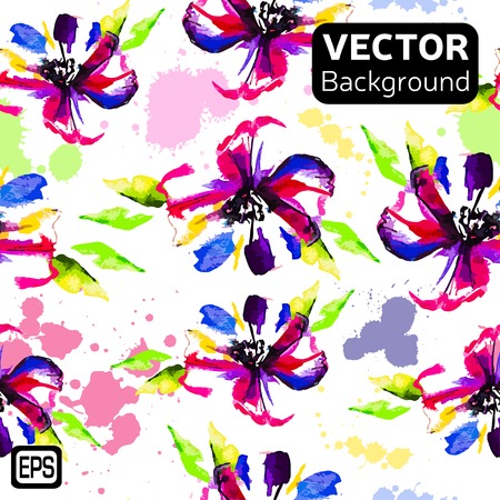 Multicolor Watercolor Vector Flowers.  のイラスト素材