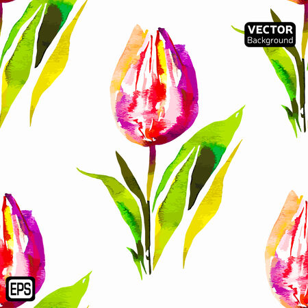 Multicolor Watercolor Vector Flowers.  のイラスト素材
