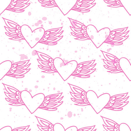 Pink seamless pattern with hearts on a backround. Vector EPSのイラスト素材