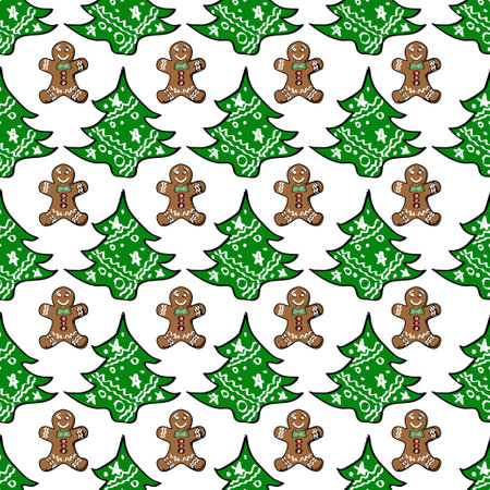 Seamless pattern with  Christmas trees on a backround. Vectorのイラスト素材