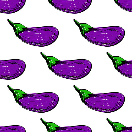 Vector seamless background with eggplant. EPS illustrationのイラスト素材