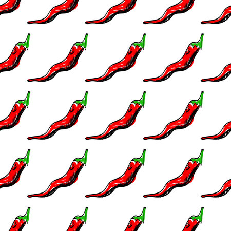 Vector seamless background with chilli pepers. EPS illustrationのイラスト素材