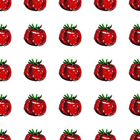 Vector seamless background with red tomatoes. EPS illustrationのイラスト素材