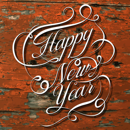 Happy New Year retro wood background. Vector illustration. EPSのイラスト素材
