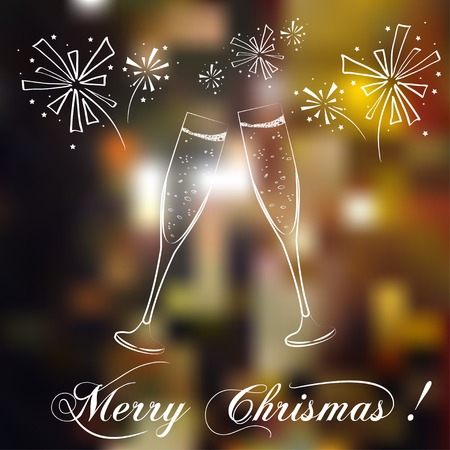 Merry christmas glasses of champagne on a background. Vector illustration. EPS 10のイラスト素材