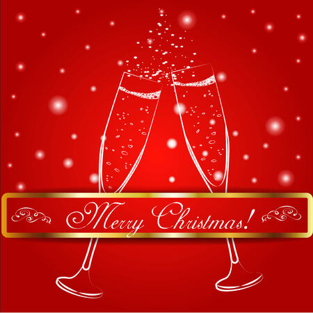 Merry christmas glasses of champagne on a background. Vector illustration. EPS 10のイラスト素材