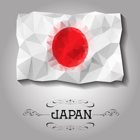 Vector geometric polygonal Japan flag. For your designのイラスト素材