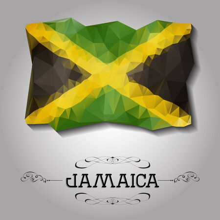 Vector geometric polygonal Jamaica flag. For your designのイラスト素材