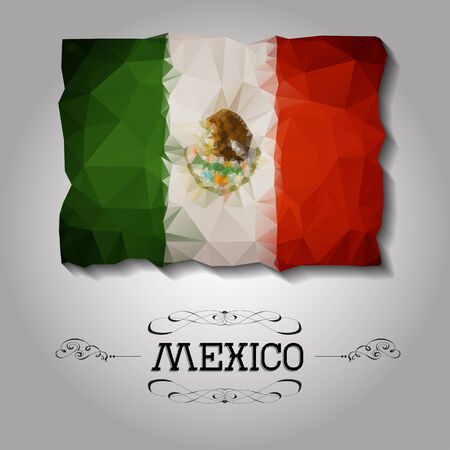 Vector geometric polygonal Mexico flag. For your designのイラスト素材