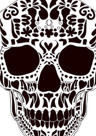 Ornamental scull as abstract floral illustration on background for design. Vectorのイラスト素材