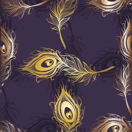 Peacock feather seamless in white background. Vector illustration.のイラスト素材