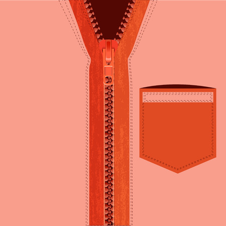 Mens orange shirt with zipper and pocket. Vector illustration.のイラスト素材