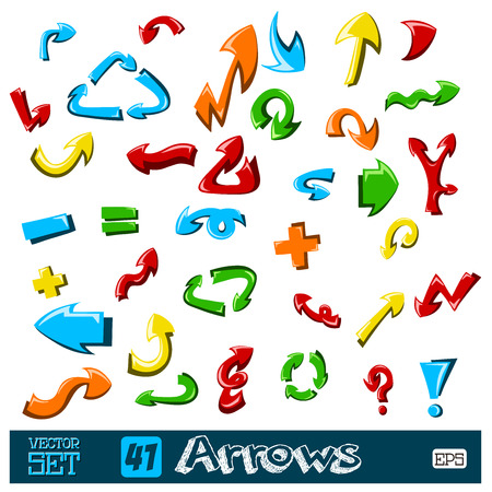 set of multicolored universal arrows on a background. vectorのイラスト素材