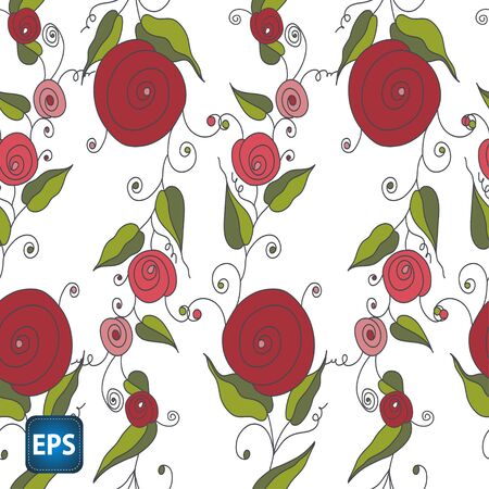 Painted flowers. Seamless vector background.  のイラスト素材