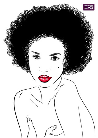 afro woman vector portrait on a background. EPS illustrationのイラスト素材